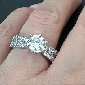 Engagement Silver .925 Ring with Clear CZ Stone size 7